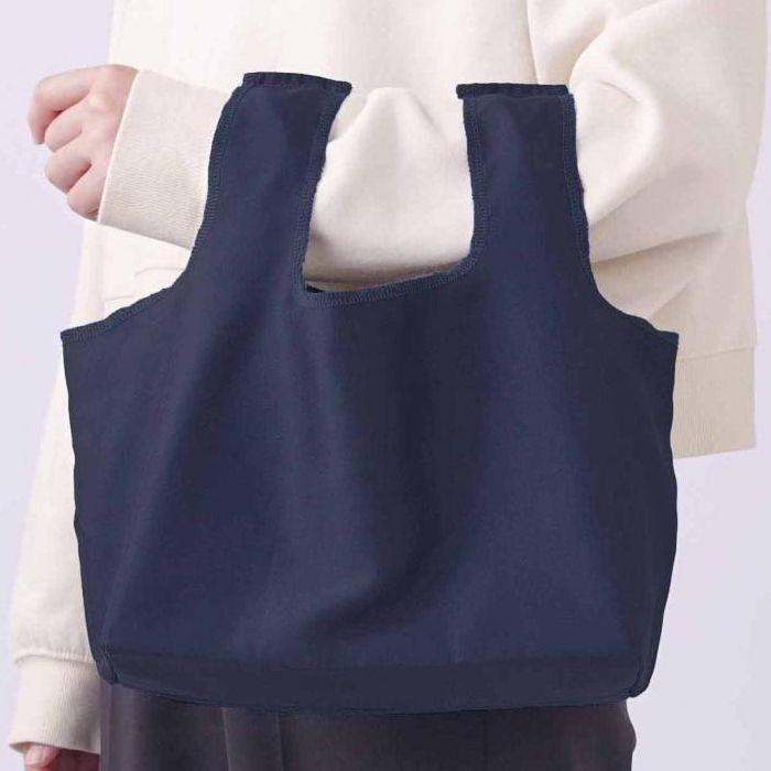 スエード風 コンビニエコバッグ ネイビー 