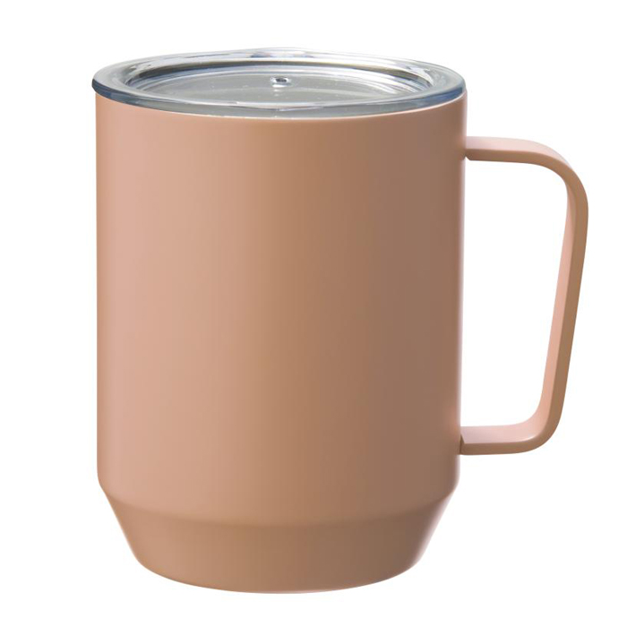 蓋付真空ステンレスマグカップ 400ml ピンクグレー