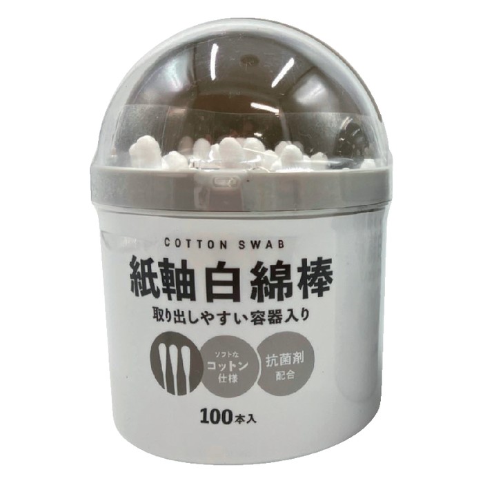 紙軸白綿棒100本 容器入り