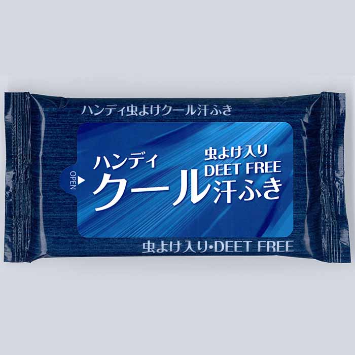 クール汗拭き虫よけハンディ10枚入 ブルー