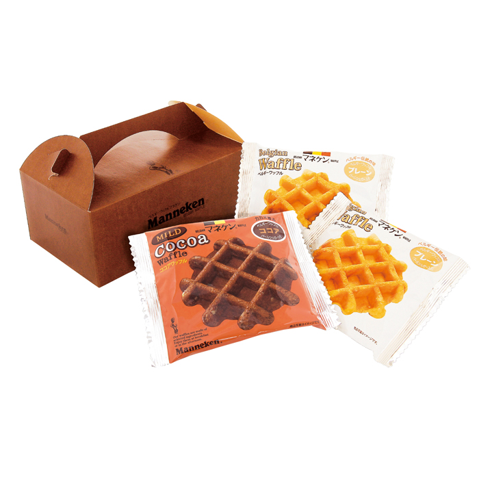 マネケンベルギーワッフル詰合せの商品詳細 販促品 景品 ノベルティ特価市 名入れ 包装も充実