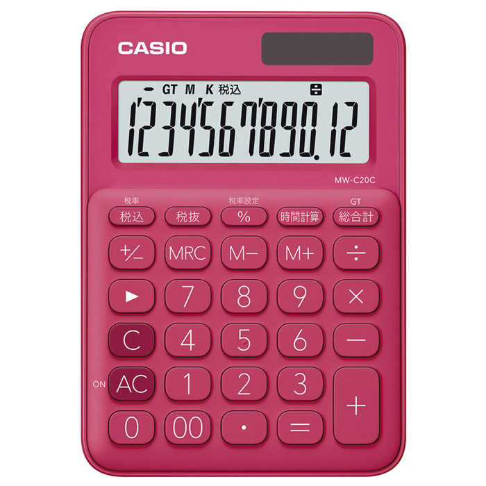 カシオ カラフル電卓ミニジャストタイプ ビビットピンク