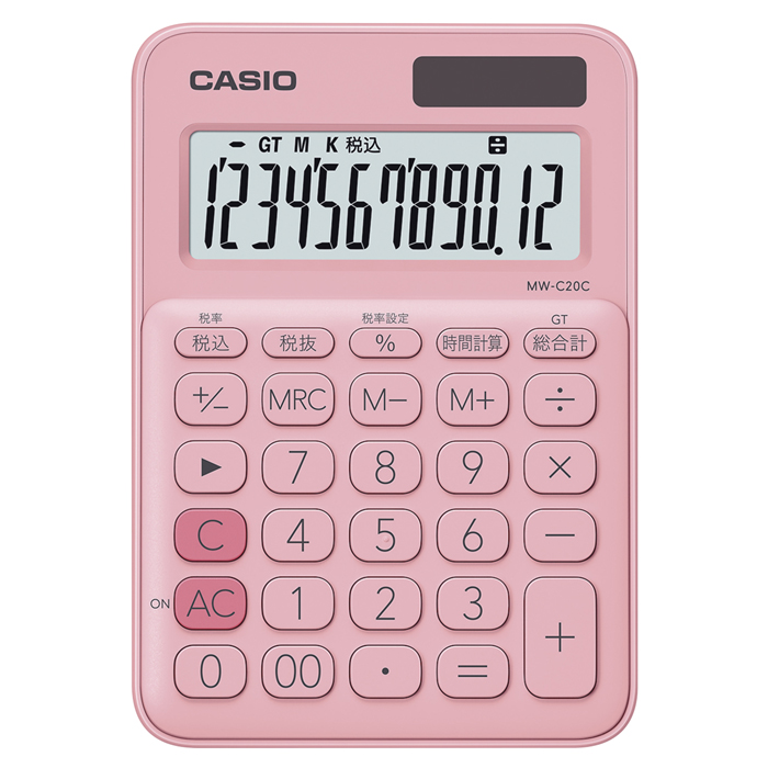 カシオ カラフル電卓ミニジャストタイプ ペールピンク