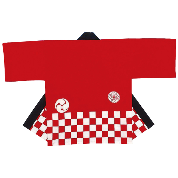無地市松袢天 赤