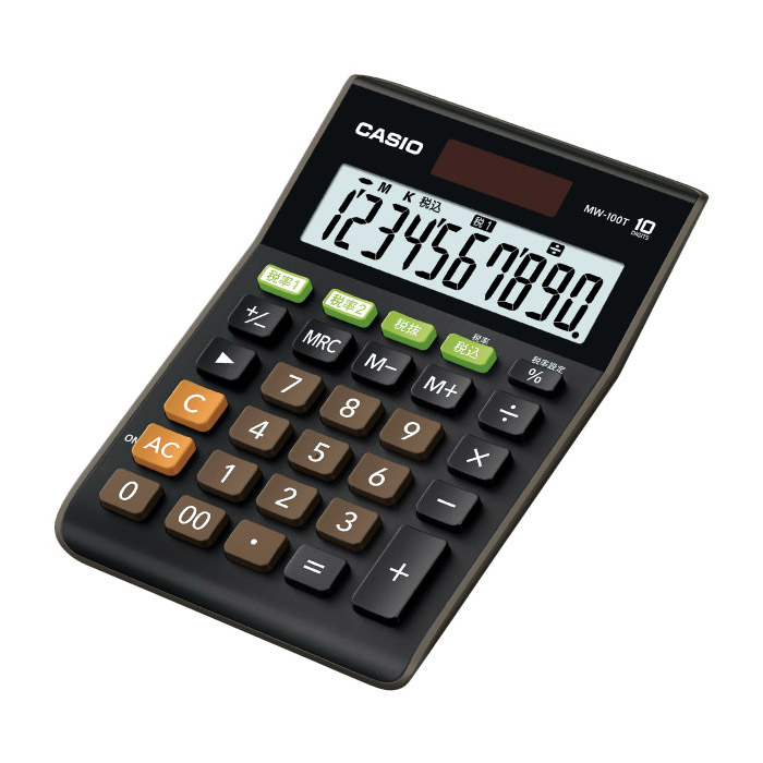 カシオ W税率計算電卓ミニジャストタイプ ブラック           