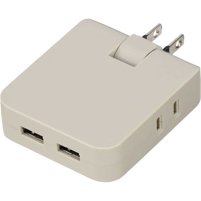 マルチアダプター 2AC+2USB グレージュ